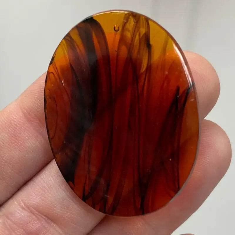 1 Vintage Amber Slag Large Oval Glass Cabochon