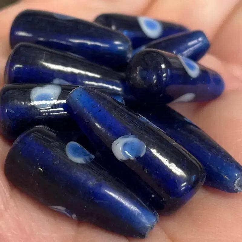 10 Vintage Blue Cobalt Cone Glass Beads