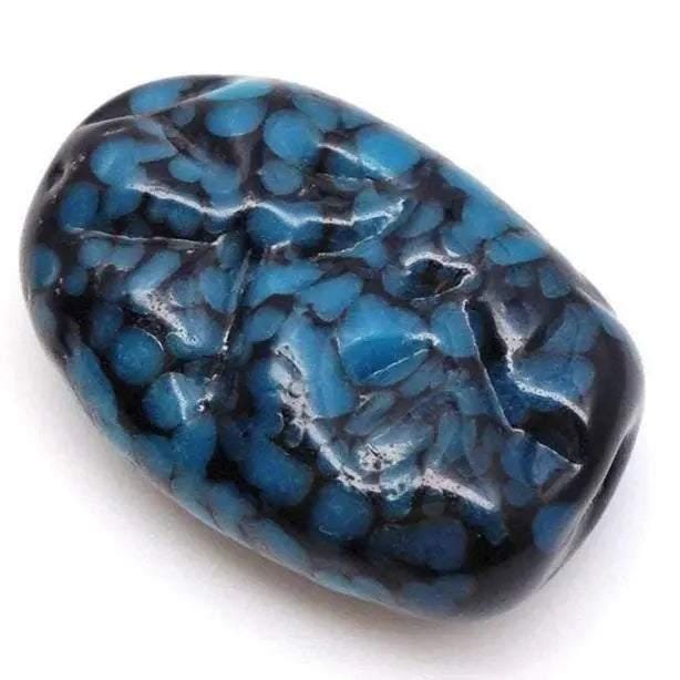 1 Vintage Blue Black Japan Glass Focal Bead