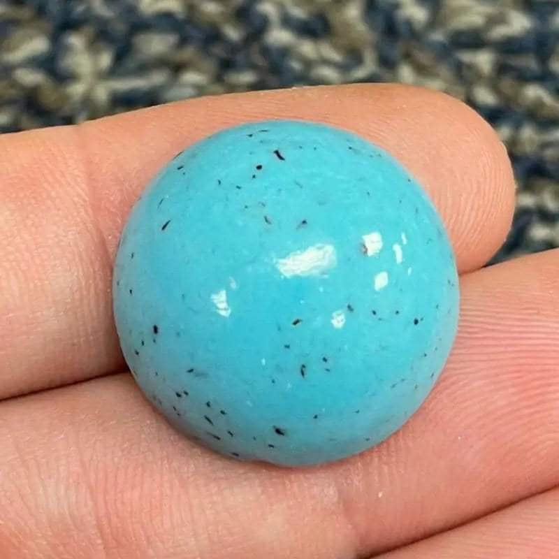 2 Vintage Blue Turquoise Japan Marbled Round Glass Cabochons