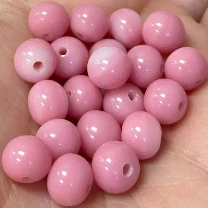 20 Vintage Pink Japan Round Glass Beads