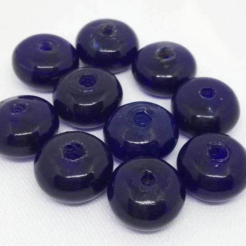 10 Vintage Blue Cobalt Dark Aventurine Glass Beads
