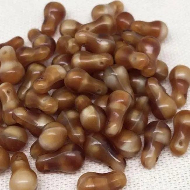 50 Vintage Brown Caramel Czech Drop Glass Beads