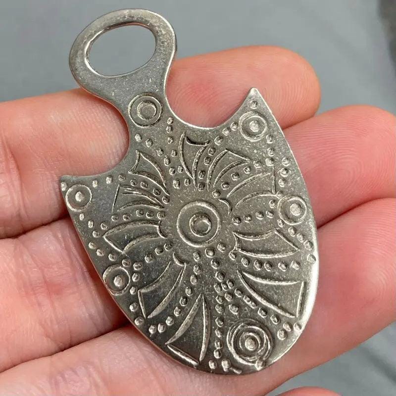 1 Vintage Silver Pewter Stippled Pendant