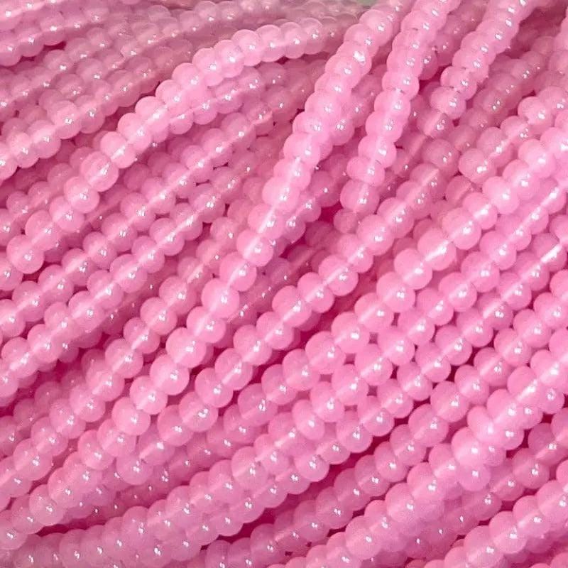 1 Hank Pink Czech Opal Glass Seed Beads
