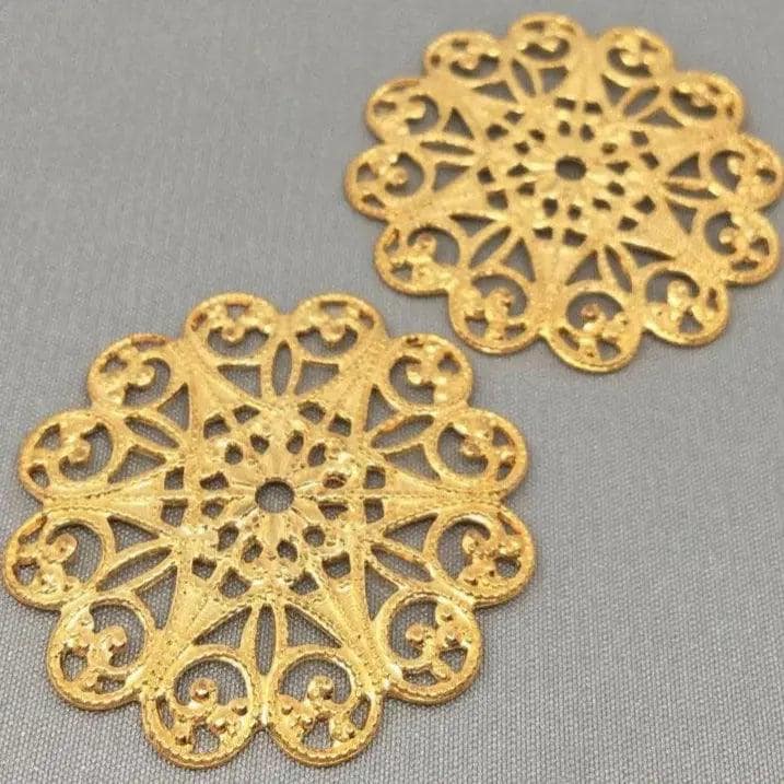 6 Vintage Brass Filigree Metal Pieces