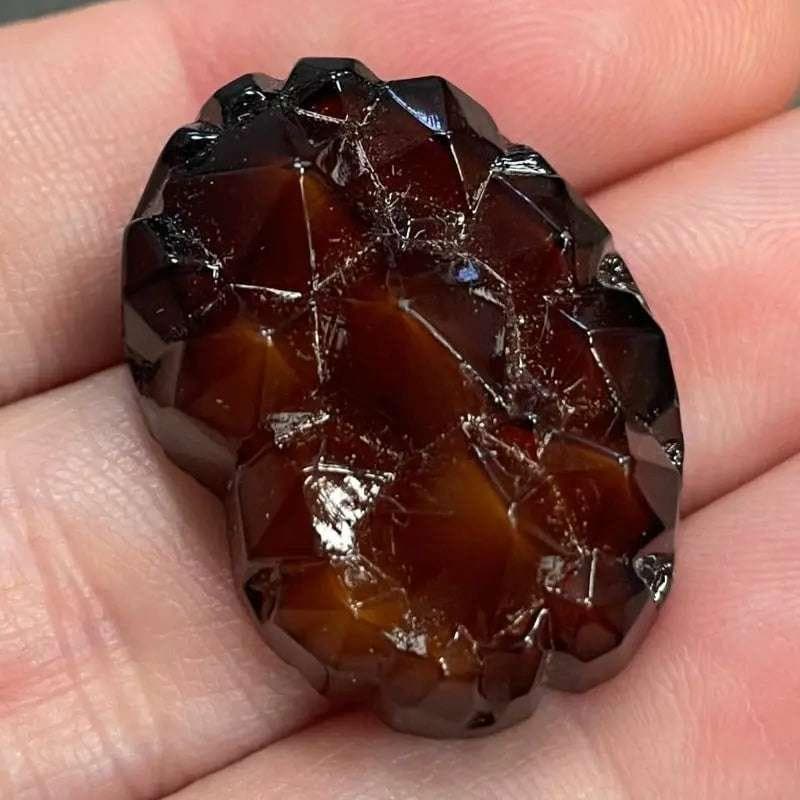 1 Vintage Caramel Brown Geode Glass Cabochon