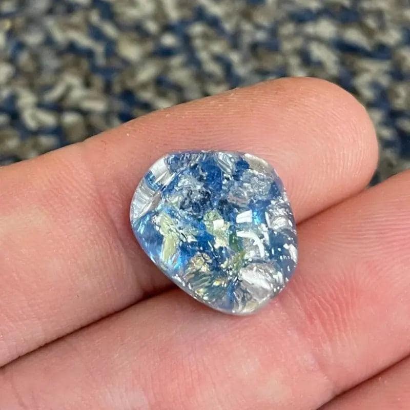 4 Vintage Blue Sapphire German Foil Triangular Glass Cabochons