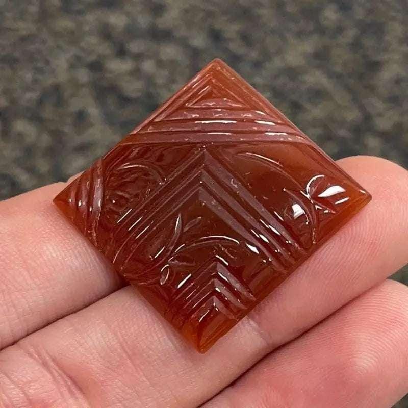 1 Vintage Carnelian Deco Era Glass Cabochon