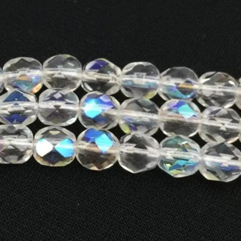 100 Clear AB Czech Fire Polished Glass Beads