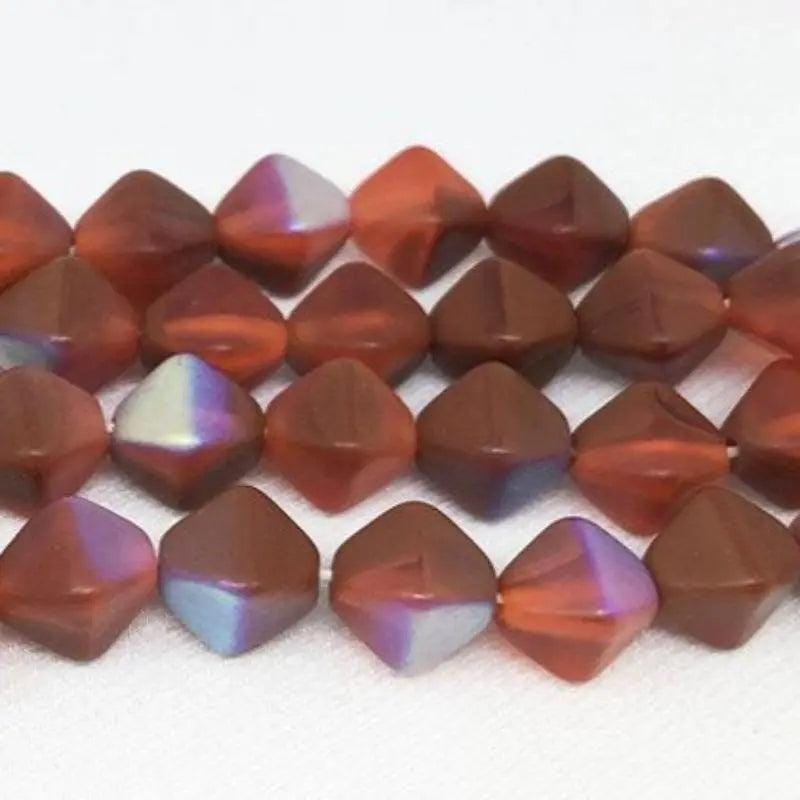 50 Orange Sienna AB Czech Matte Bicone Glass Beads