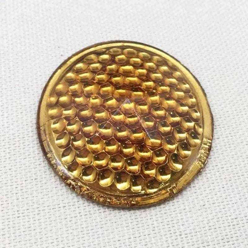 1 Vintage Gold Czech Bike Reflector Glass Stone