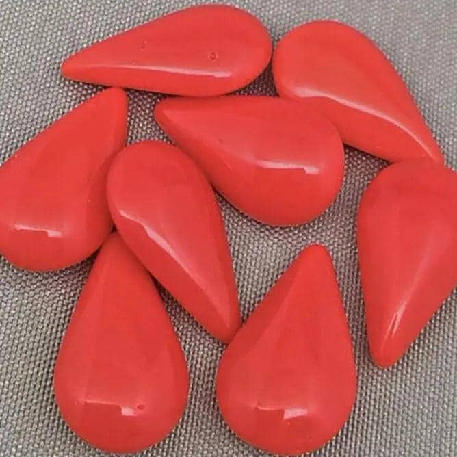 8 Vintage Red Cherry German Pear Glass Stones