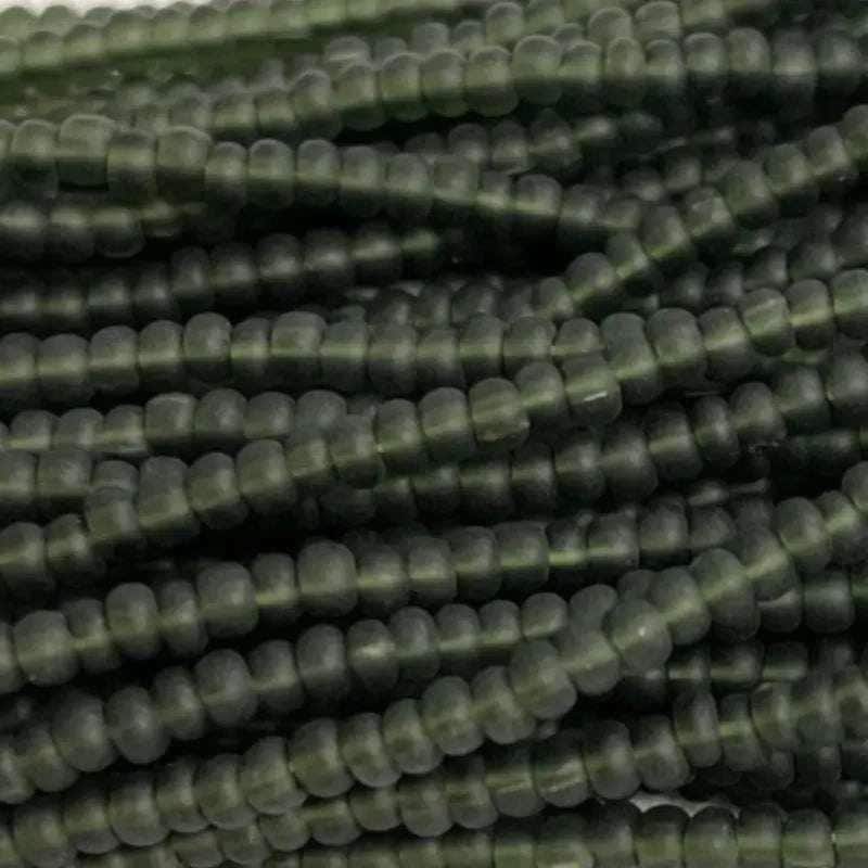 1 Hank Green Olivine Dark Czech Matte Glass Seed Beads