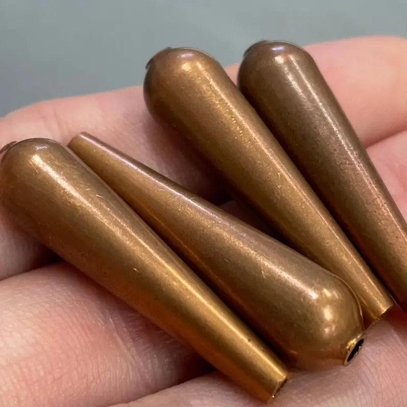 4 Vintage Brass Aged Teardrop Metal Beads