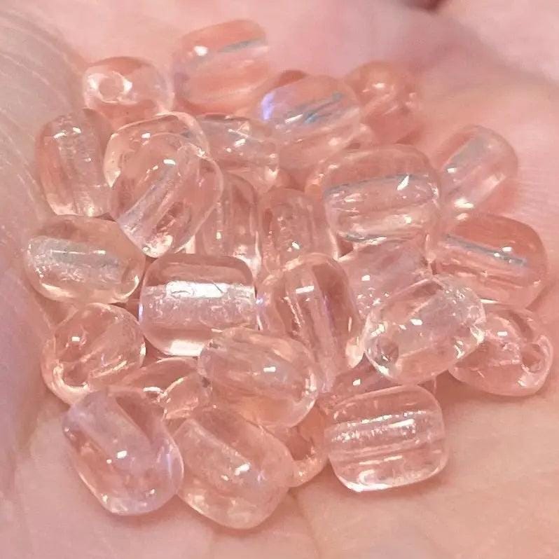 50 Vintage Pink Czech Rectangle Glass Beads