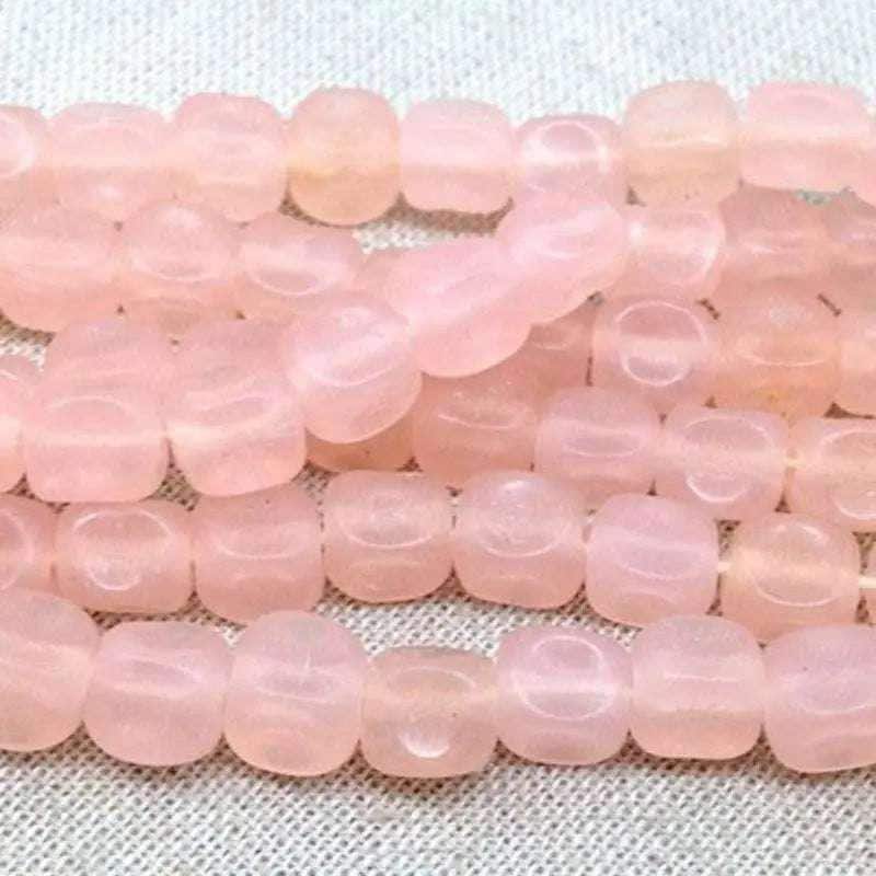 25 Vintage Peach Pink Czech Cube Glass Beads