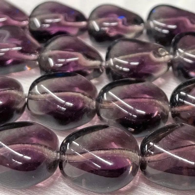 6 Vintage Purple Grey Givre German Glass Beads