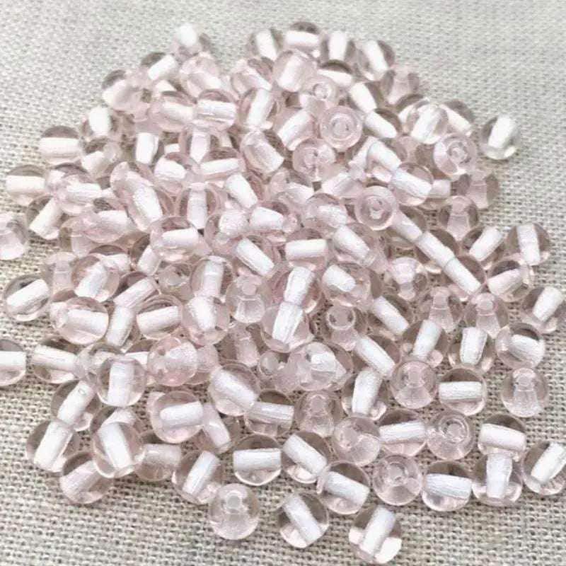 100 Vintage Clear Pink Round Glass Beads
