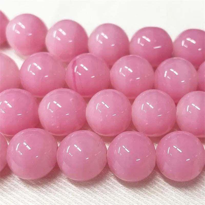 10 Vintage Pink Japan Round Glass Beads