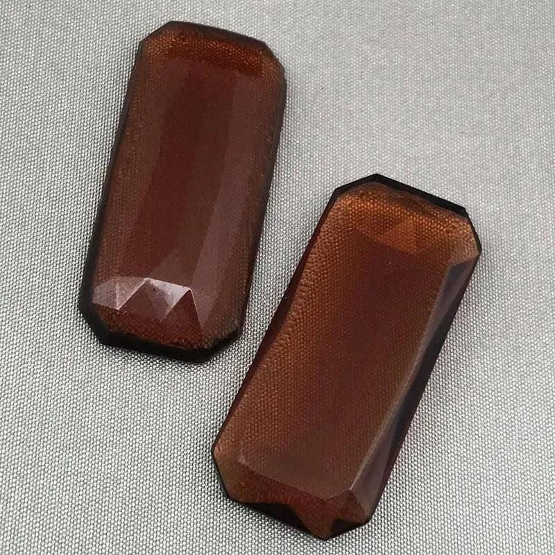 1 Vintage Brown Czech Polygon Rectangle Glass Stone