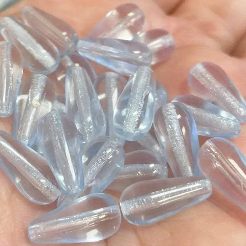 25 Vintage Blue Sapphire Light Czech Teardrop Glass Beads