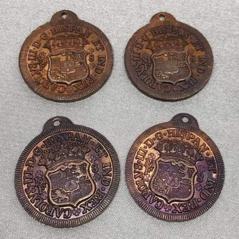 2 Vintage Brass Heavy Coin Pendants