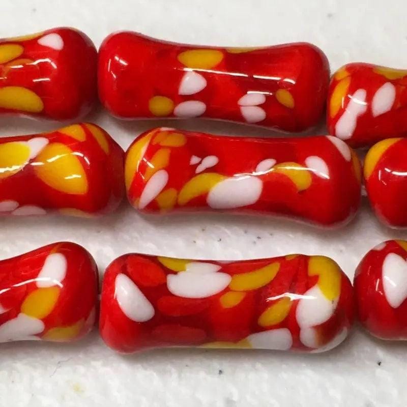 2 Vintage Red Japan Cherry Brand Glass Beads