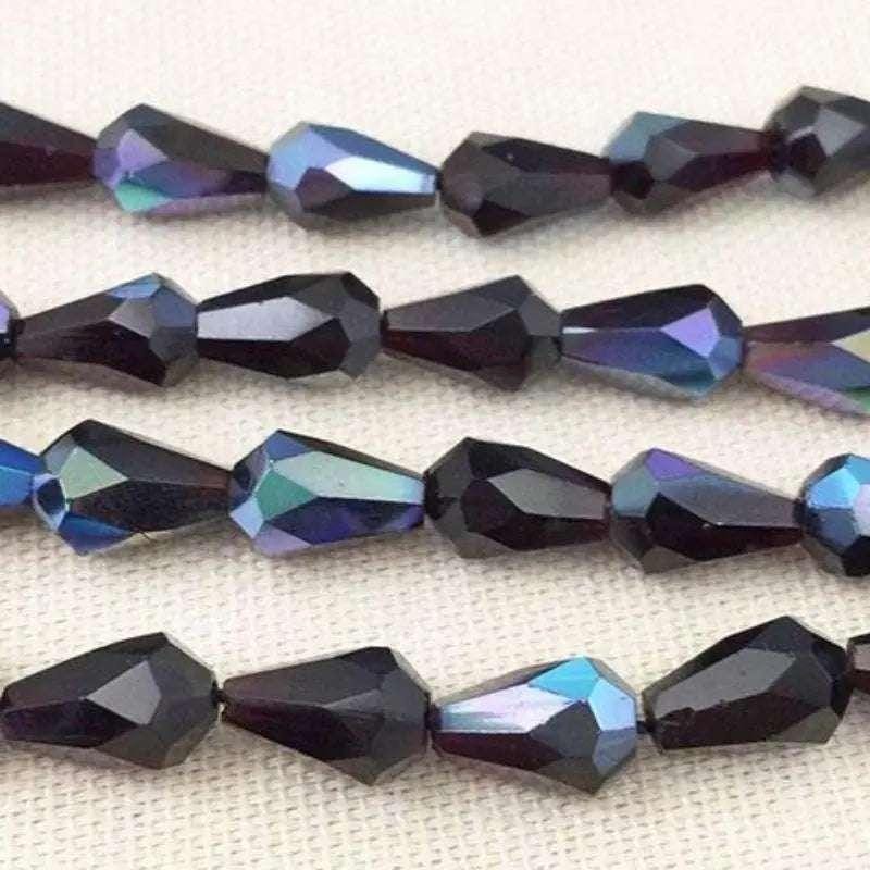 25 Vintage Red Garnet Dark AB Czech Teardrop Glass Beads