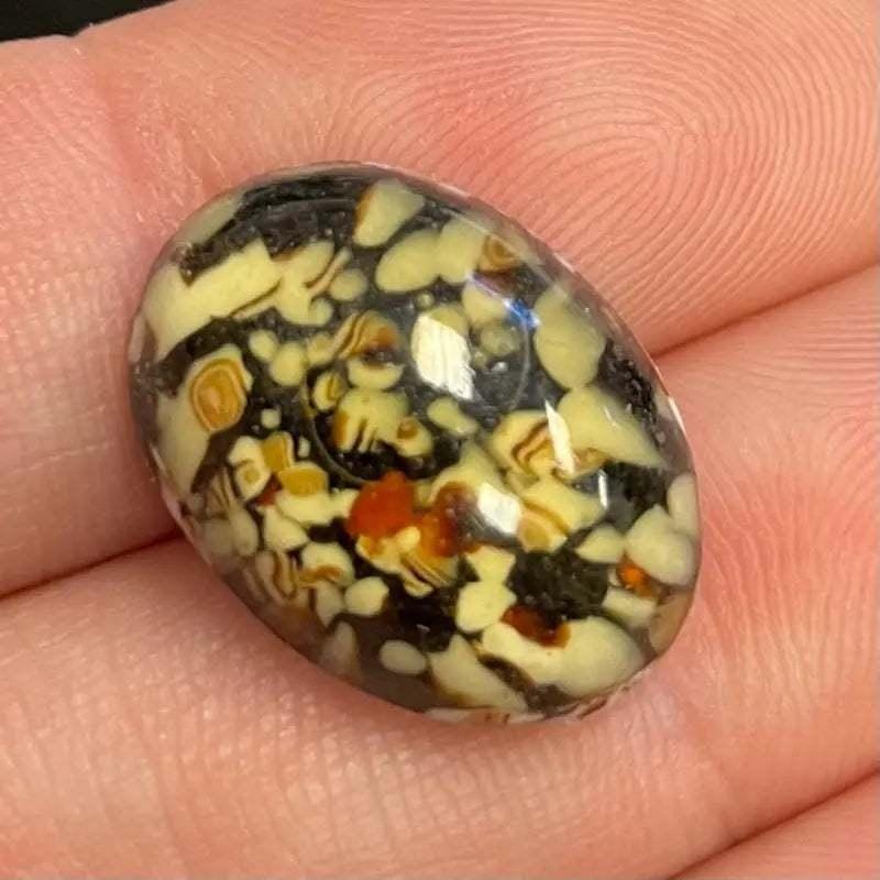 2 Vintage Brown Gold Japan Cherry Brand Oval Glass Cabochons
