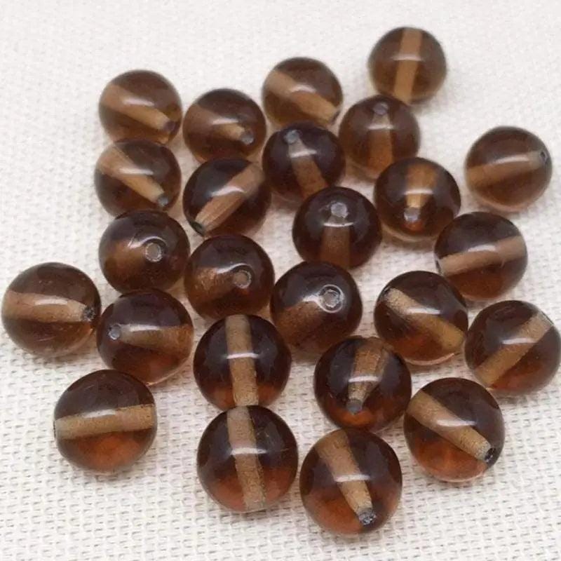 50 Translucent Brown Czech Round Glass Beads