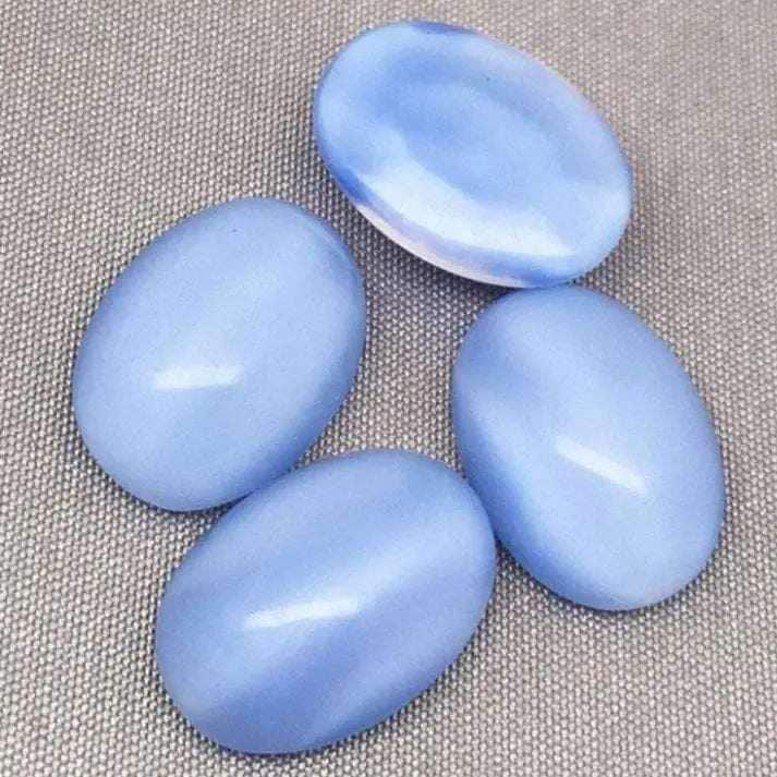 6 Vintage Blue German Moonglow Oval Glass Stones