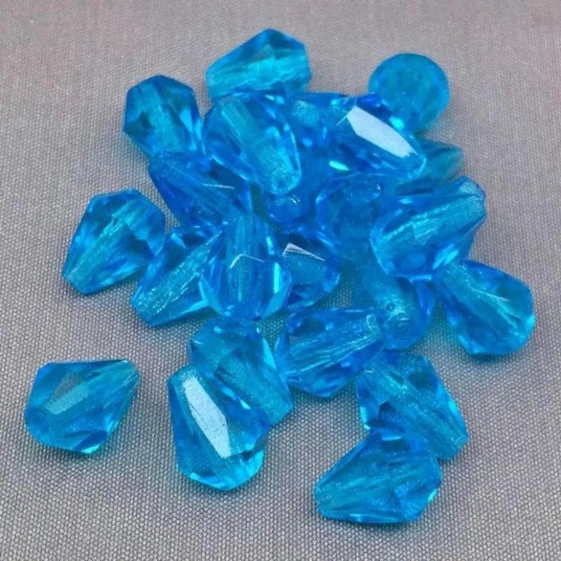 25 Vintage Blue Aqua Czech Faceted Teardrop Glass Beads