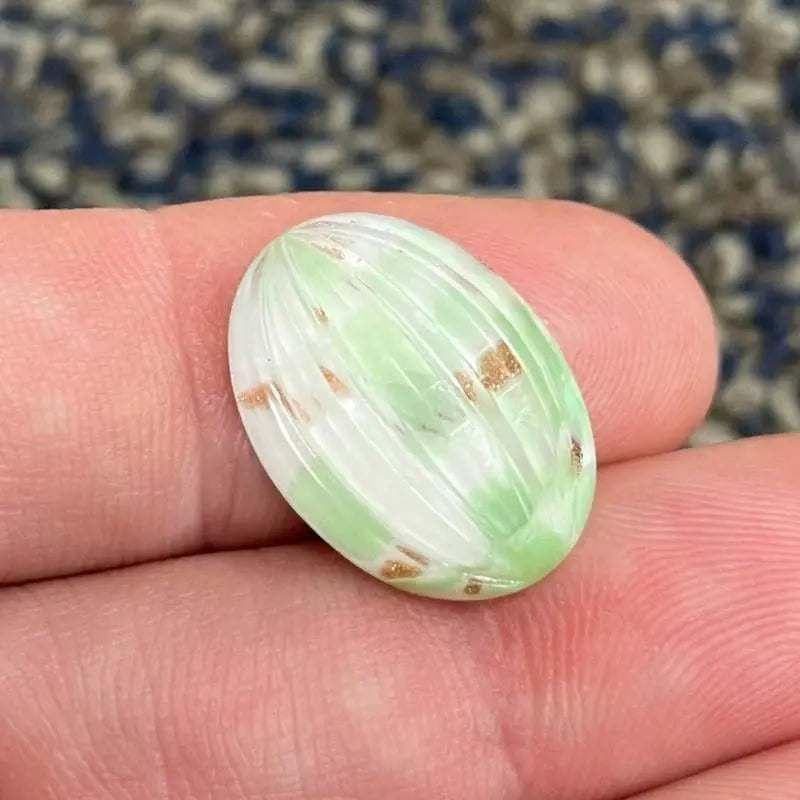 4 Vintage Green Japan Oval Glass Cabochons