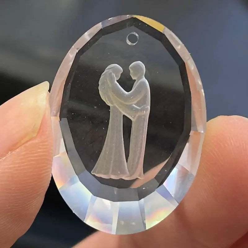 1 Vintage Clear Bride Groom Intaglio Swarovski Crystal Pendant