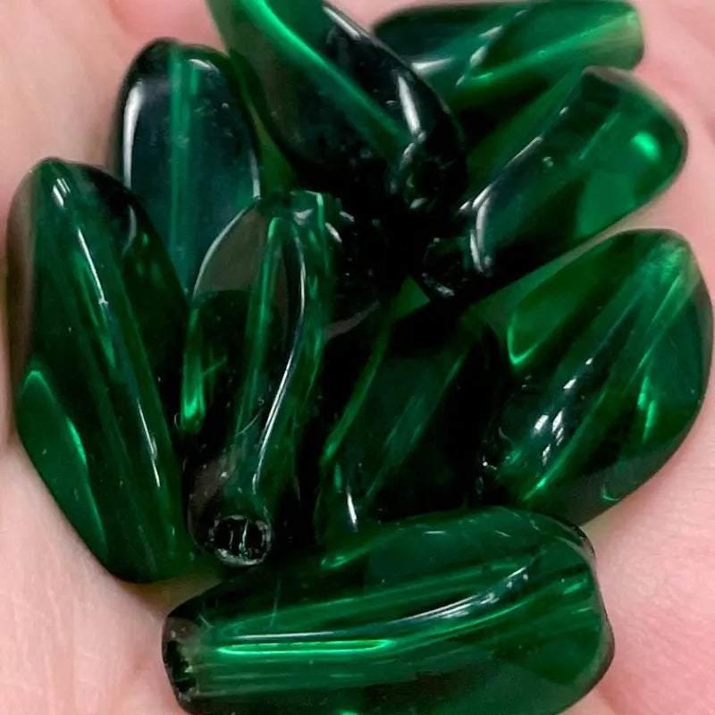 10 Vintage Green Japan Cherry Brand Glass Beads