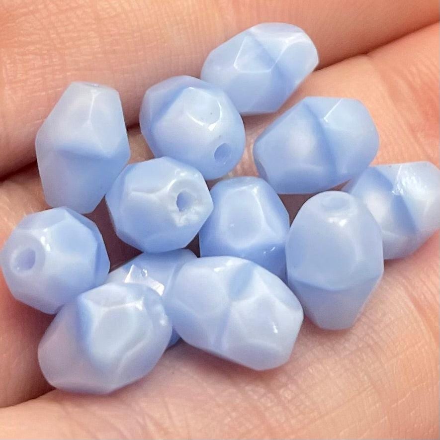 24 Vintage Blue German Rhombus Diamond Glass Beads