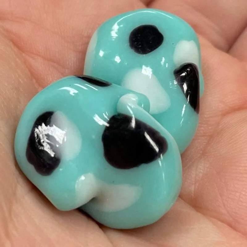 2 Vintage Green Turquoise Japan Cherry Brand Glass Beads