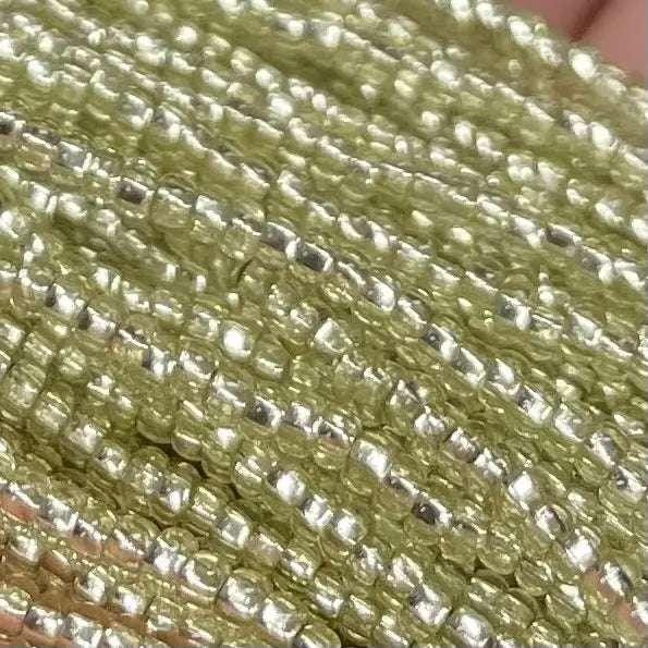 1 Hank Green Olivine Light Ultra Silver Lined Czech Glass Seed Beads