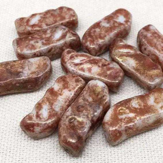 10 Vintage Brown Rustic Austrian Picasso Glass Beads
