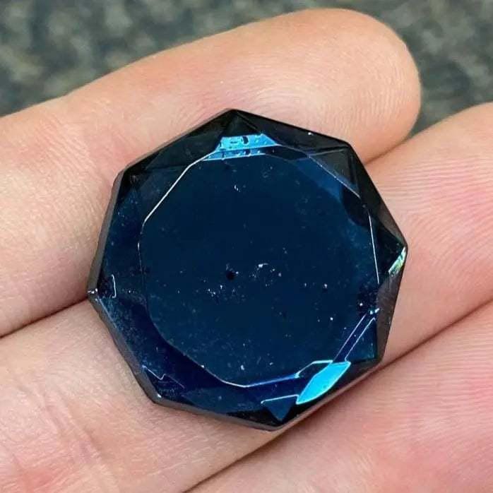 2 Vintage Blue Octagon Glass Cabochons