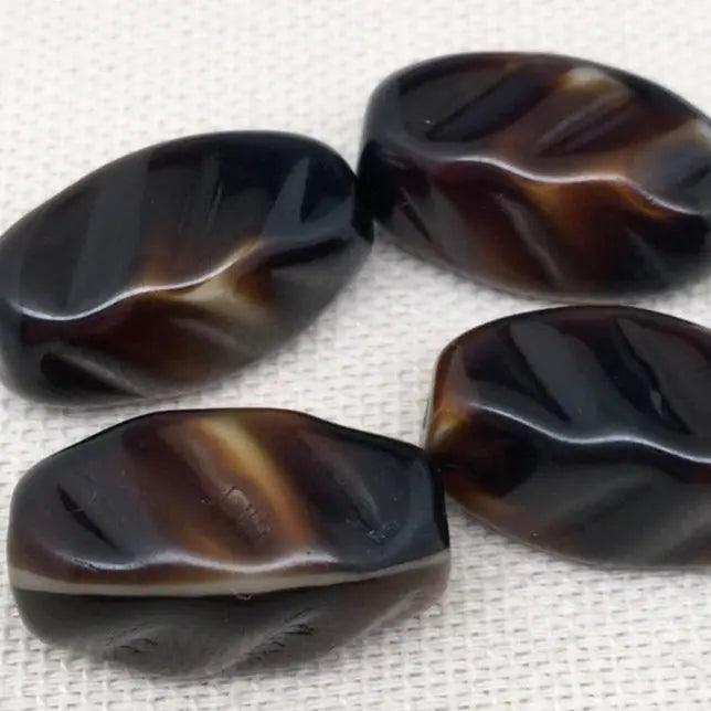 6 Vintage Brown Caramel German Glass Beads