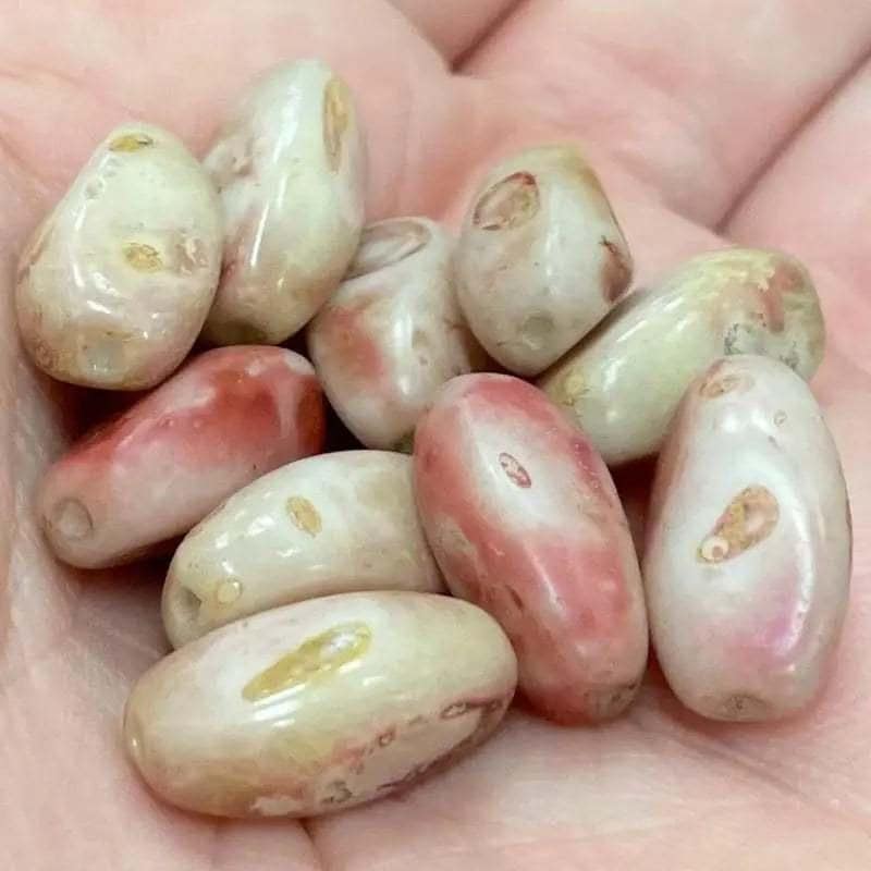 10 Vintage Pink Picasso Oval Glass Beads