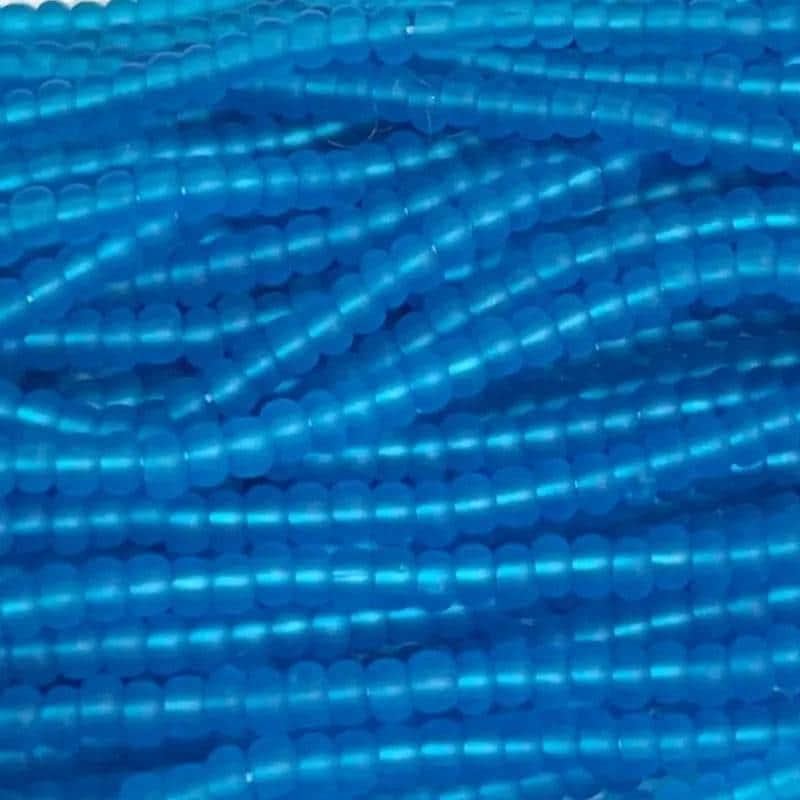1 Hank Blue Aqua Dark Czech Matte Glass Seed Beads