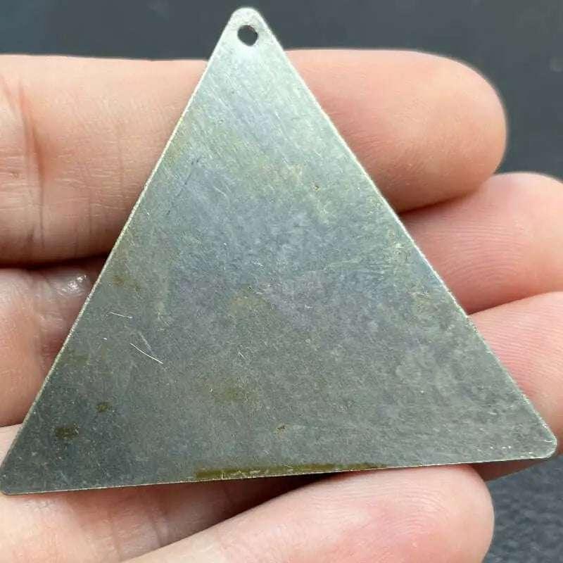 4 Vintage Silver Plated Triangle Pendants
