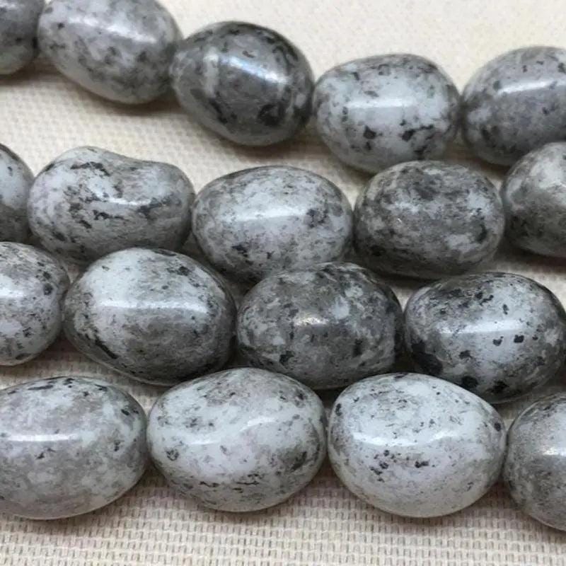 10 Vintage Grey Austrian Picasso Baroque Oval Glass Beads