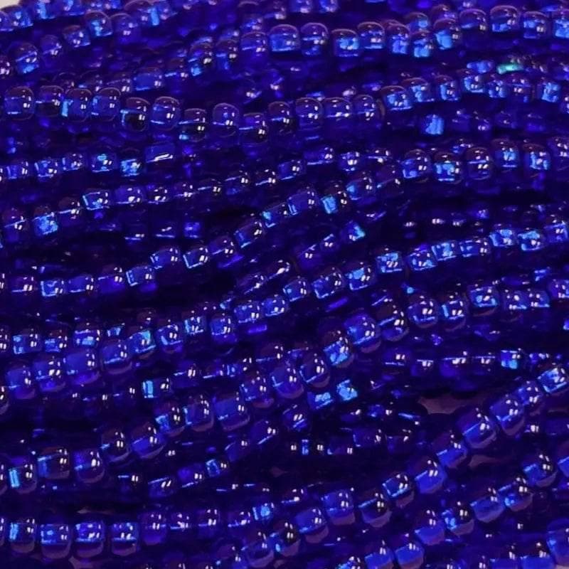 1 Hank Blue Sapphire Dark Czech Silver Lined Glass Seed Beads