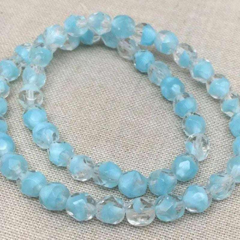 24 Vintage Blue Aqua Turquoise Givre German Glass Beads