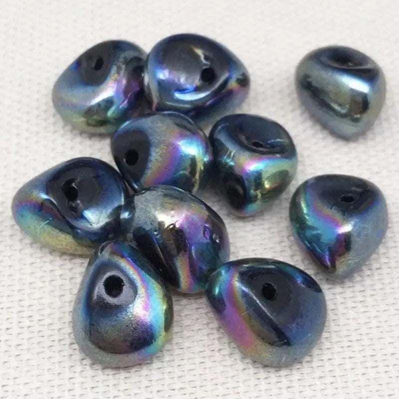 10 Vintage Metallic Baroque Drop Glass Beads