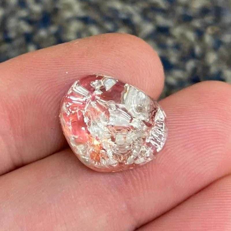 2 Vintage Pink Foil Japan Glass Glass Cabochons